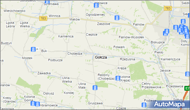 mapa Gołcza, Gołcza na mapie Targeo