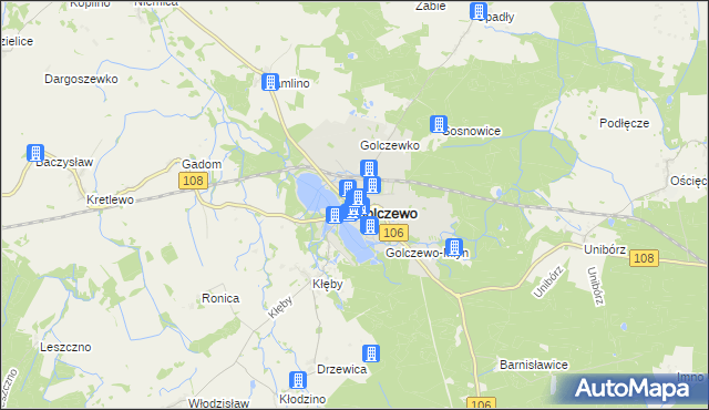 mapa Golczewo powiat kamieński, Golczewo powiat kamieński na mapie Targeo