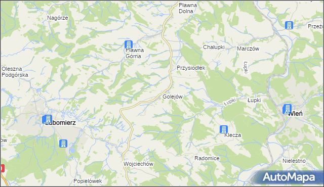 mapa Golejów, Golejów na mapie Targeo