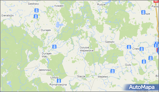mapa Golubie Wężewskie, Golubie Wężewskie na mapie Targeo