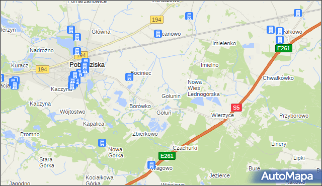 mapa Gołunin, Gołunin na mapie Targeo