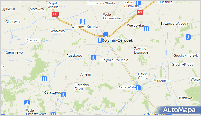 mapa Gołymin-Południe, Gołymin-Południe na mapie Targeo