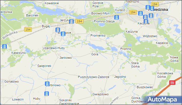 mapa Góra gmina Pobiedziska, Góra gmina Pobiedziska na mapie Targeo