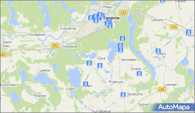mapa Góra gmina Sieraków, Góra gmina Sieraków na mapie Targeo