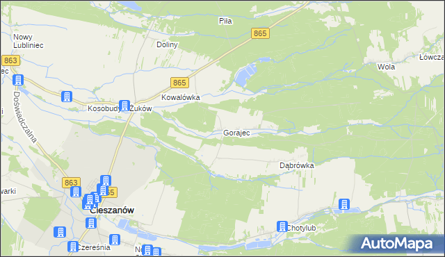 mapa Gorajec gmina Cieszanów, Gorajec gmina Cieszanów na mapie Targeo