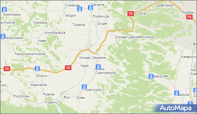 mapa Gorajec-Zagroble, Gorajec-Zagroble na mapie Targeo
