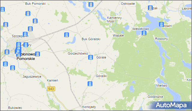 mapa Górale gmina Jabłonowo Pomorskie, Górale gmina Jabłonowo Pomorskie na mapie Targeo