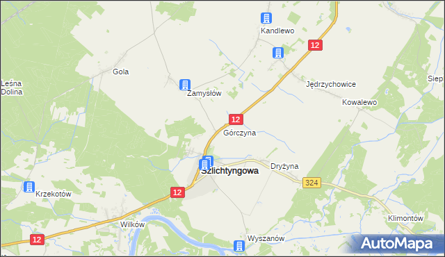 mapa Górczyna gmina Szlichtyngowa, Górczyna gmina Szlichtyngowa na mapie Targeo
