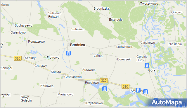 mapa Górka gmina Brodnica, Górka gmina Brodnica na mapie Targeo