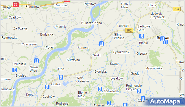 mapa Górki gmina Borowa, Górki gmina Borowa na mapie Targeo