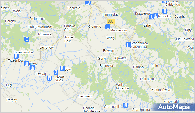 mapa Górki gmina Brzozów, Górki gmina Brzozów na mapie Targeo