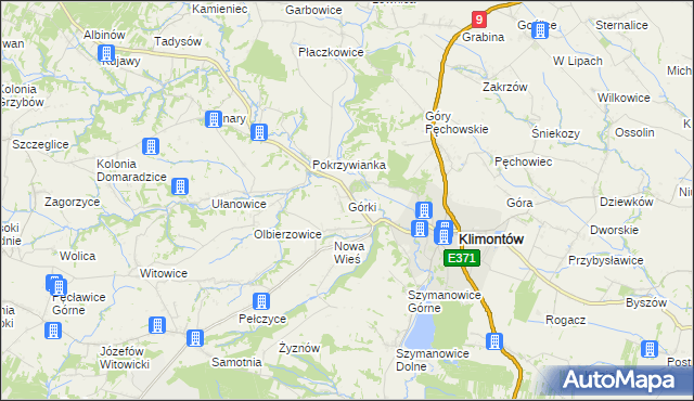 mapa Górki gmina Klimontów, Górki gmina Klimontów na mapie Targeo