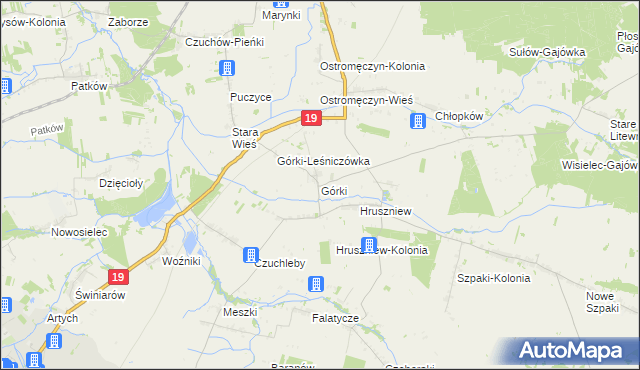 mapa Górki gmina Platerów, Górki gmina Platerów na mapie Targeo