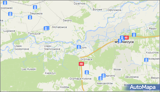 mapa Górki gmina Wyśmierzyce, Górki gmina Wyśmierzyce na mapie Targeo