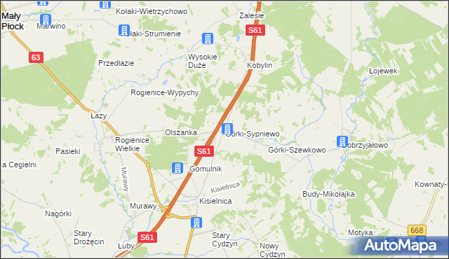 mapa Górki-Sypniewo, Górki-Sypniewo na mapie Targeo