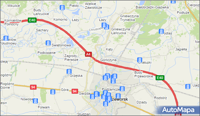 mapa Gorliczyna, Gorliczyna na mapie Targeo