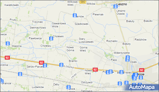 mapa Górna Wieś gmina Błonie, Górna Wieś gmina Błonie na mapie Targeo