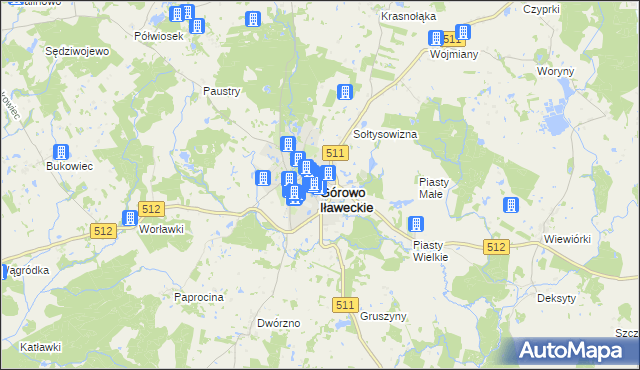 mapa Górowo Iławeckie, Górowo Iławeckie na mapie Targeo