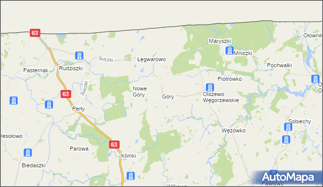 mapa Góry gmina Budry, Góry gmina Budry na mapie Targeo