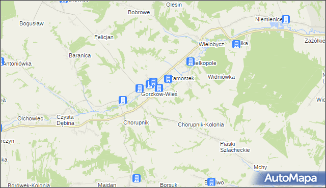 mapa Góry gmina Gorzków, Góry gmina Gorzków na mapie Targeo