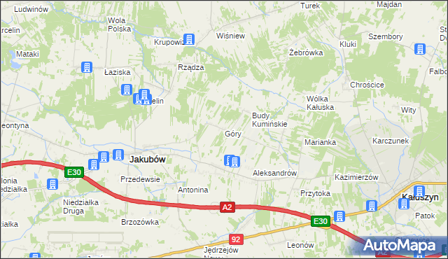 mapa Góry gmina Jakubów, Góry gmina Jakubów na mapie Targeo