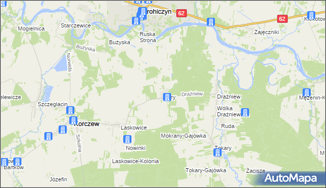 mapa Góry gmina Korczew, Góry gmina Korczew na mapie Targeo