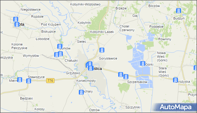 mapa Gorysławice, Gorysławice na mapie Targeo