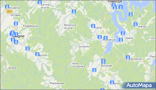 mapa Górzanka, Górzanka na mapie Targeo