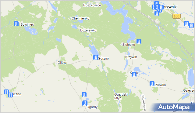 mapa Górzno gmina Bierzwnik, Górzno gmina Bierzwnik na mapie Targeo