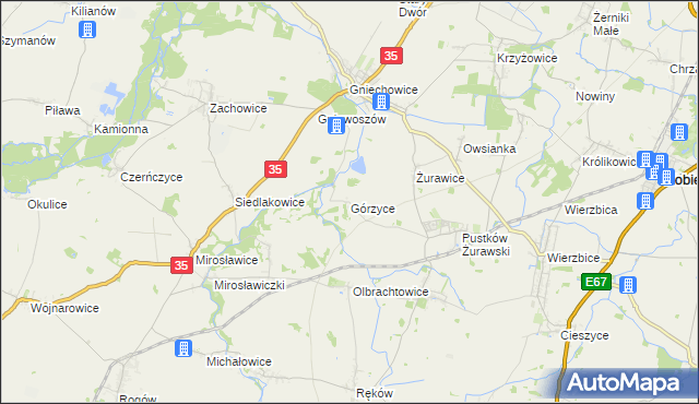 mapa Górzyce, Górzyce na mapie Targeo