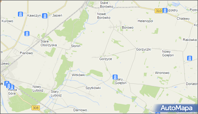 mapa Gorzyce gmina Czempiń, Gorzyce gmina Czempiń na mapie Targeo
