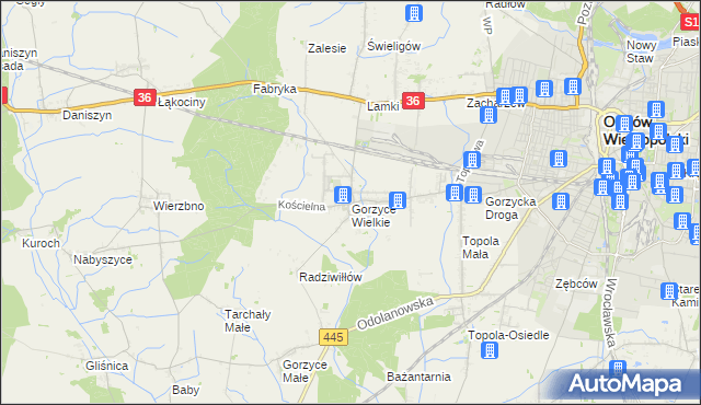 mapa Gorzyce Wielkie, Gorzyce Wielkie na mapie Targeo