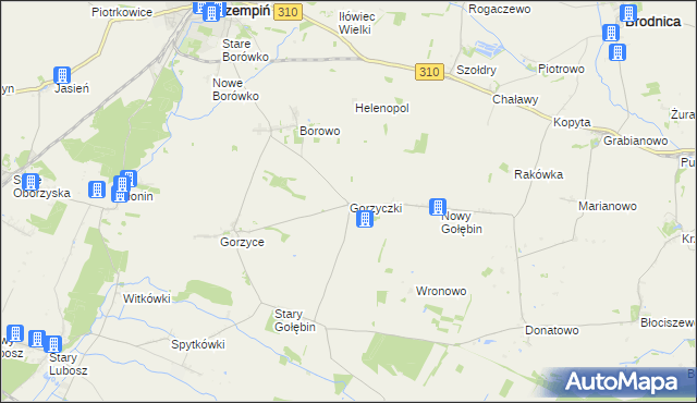 mapa Gorzyczki gmina Czempiń, Gorzyczki gmina Czempiń na mapie Targeo