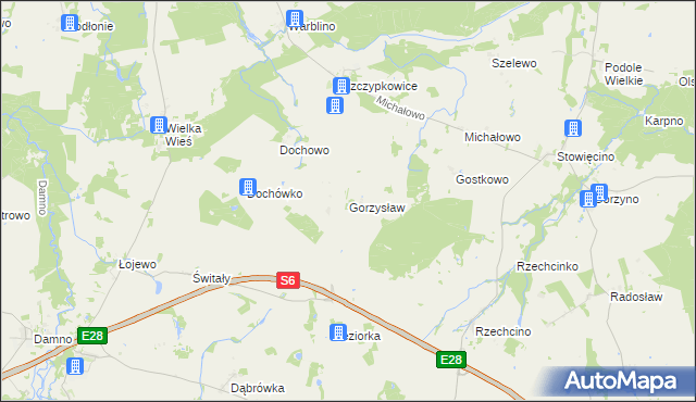 mapa Gorzysław gmina Główczyce, Gorzysław gmina Główczyce na mapie Targeo