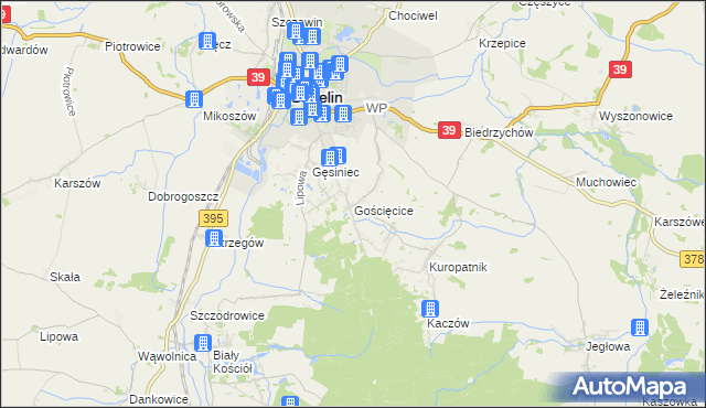 mapa Gościęcice, Gościęcice na mapie Targeo