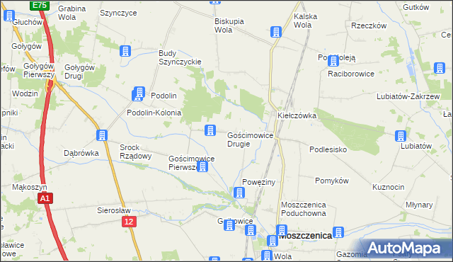 mapa Gościmowice Drugie, Gościmowice Drugie na mapie Targeo