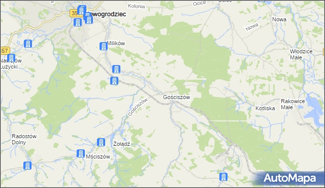 mapa Gościszów, Gościszów na mapie Targeo