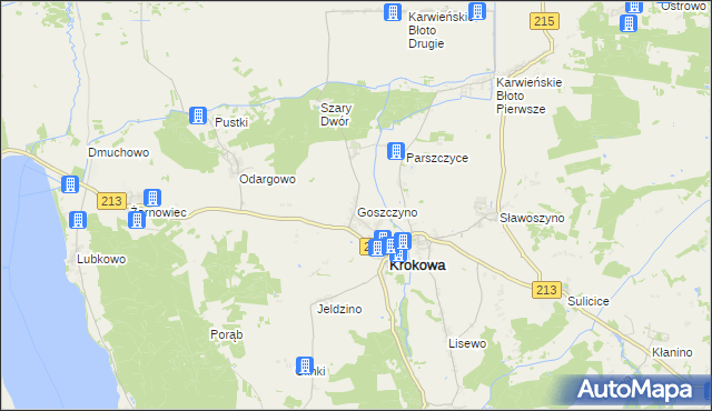 mapa Goszczyno gmina Krokowa, Goszczyno gmina Krokowa na mapie Targeo