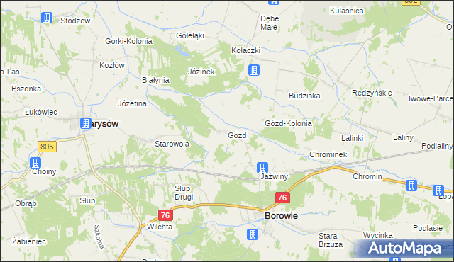 mapa Gózd gmina Borowie, Gózd gmina Borowie na mapie Targeo