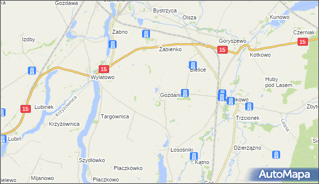 mapa Gozdanin gmina Mogilno, Gozdanin gmina Mogilno na mapie Targeo