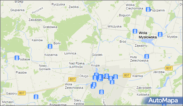 mapa Gózdek gmina Żelechów, Gózdek gmina Żelechów na mapie Targeo