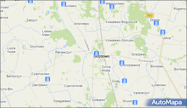 mapa Gozdowo powiat sierpecki, Gozdowo powiat sierpecki na mapie Targeo