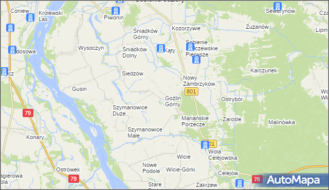 mapa Goźlin Górny, Goźlin Górny na mapie Targeo