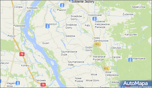 mapa Goźlin Mały, Goźlin Mały na mapie Targeo