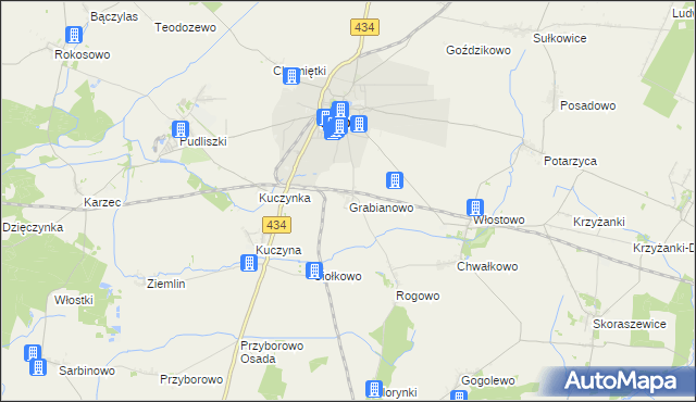 mapa Grabianowo gmina Krobia, Grabianowo gmina Krobia na mapie Targeo