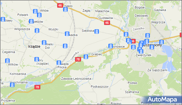 mapa Grabiec, Grabiec na mapie Targeo