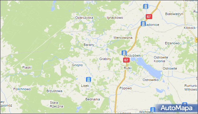 mapa Grabiny gmina Lipno, Grabiny gmina Lipno na mapie Targeo