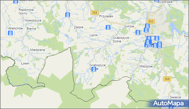 mapa Grabiszyce Średnie, Grabiszyce Średnie na mapie Targeo