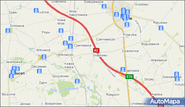 mapa Grabkowo, Grabkowo na mapie Targeo