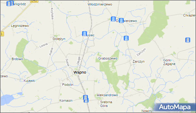 mapa Graboszewo gmina Wapno, Graboszewo gmina Wapno na mapie Targeo